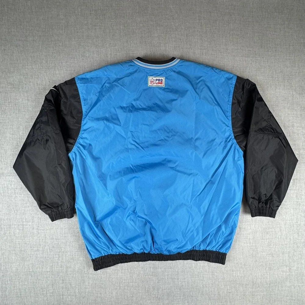 Vtg Carolina Panthers Jacket Mens XL Blue Black Reversible Nike NFL Pro Line